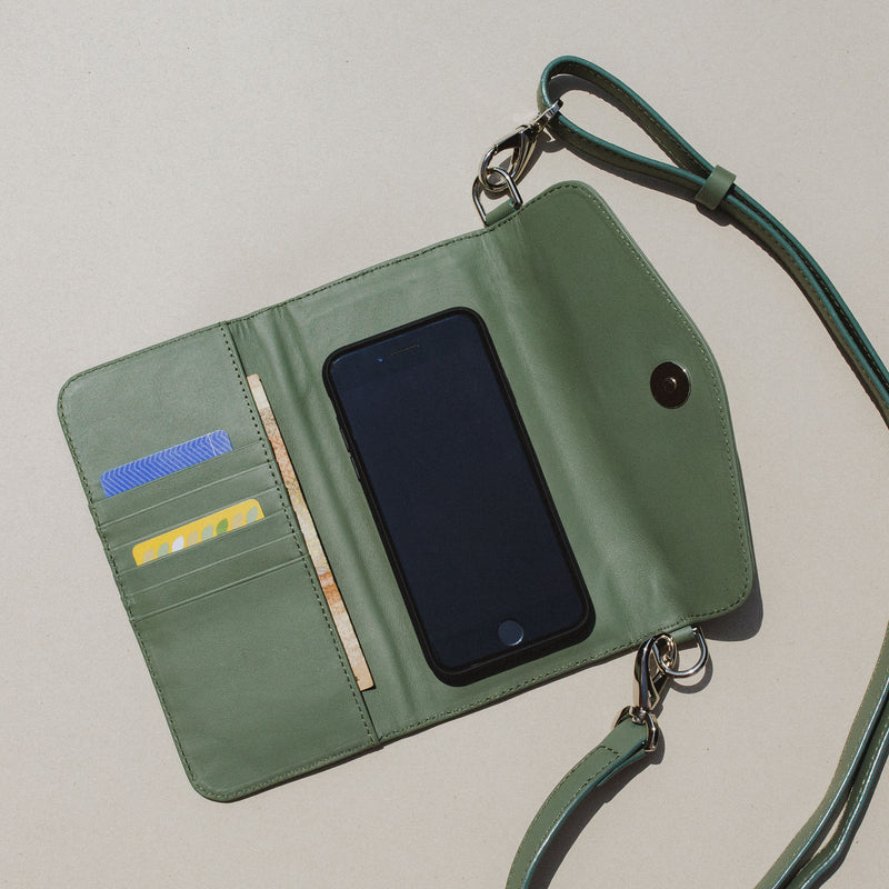 Olive Green Cellphone Crossbody Clutch Bag