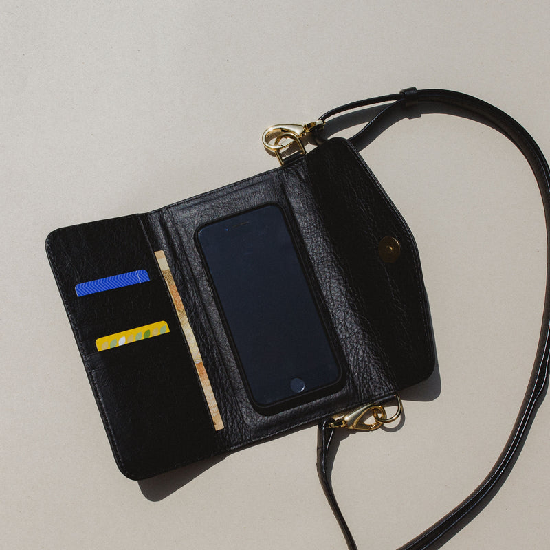 Black Cellphone Crossbody Clutch Bag