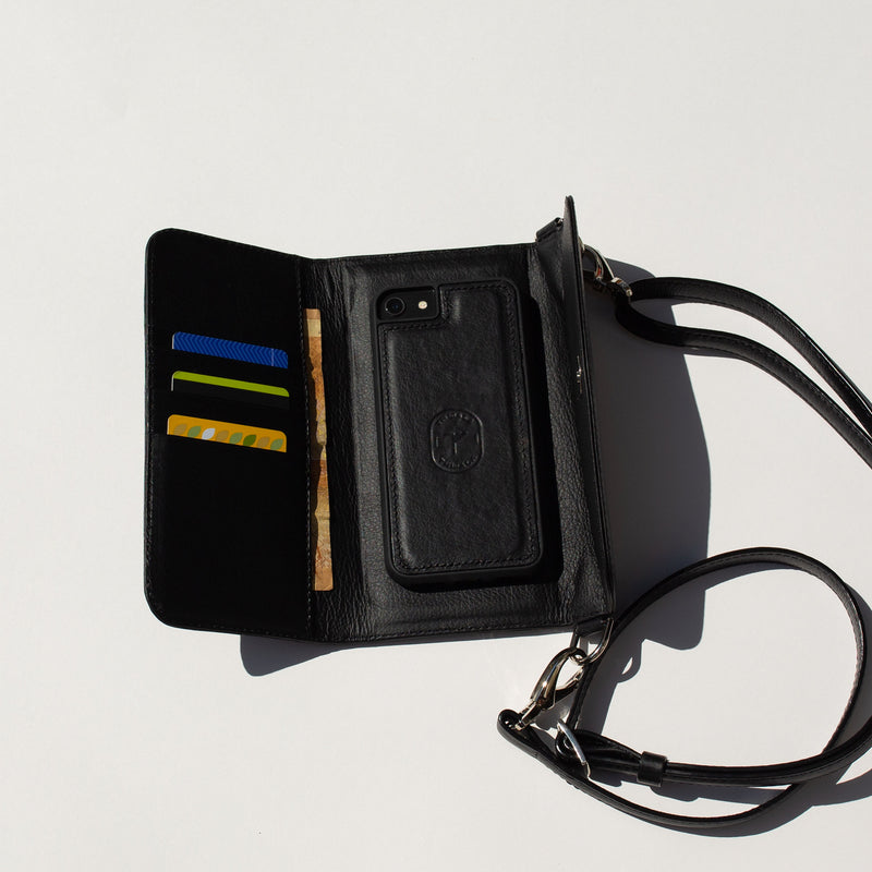 Black Cellphone Crossbody Clutch Bag